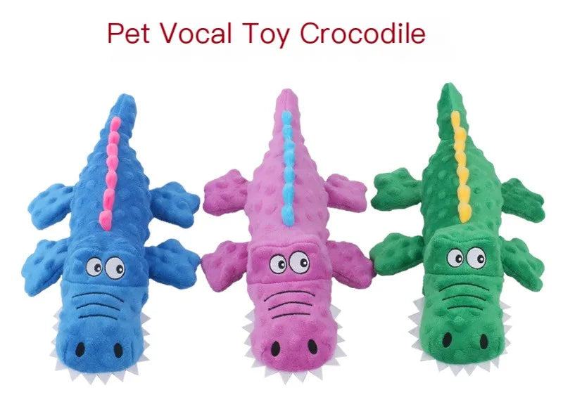 Durable Plush Crocodile Dog Toy with Squeaker-My Little Pet