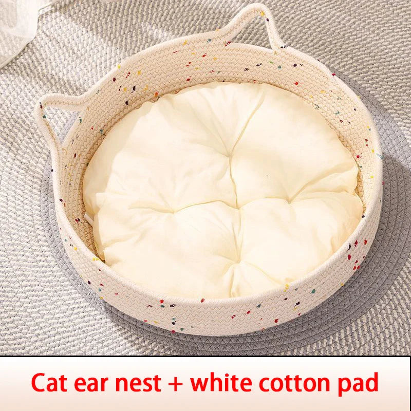Four Seasons Woven Cat Bed with Removable Cushion-My Little Pet