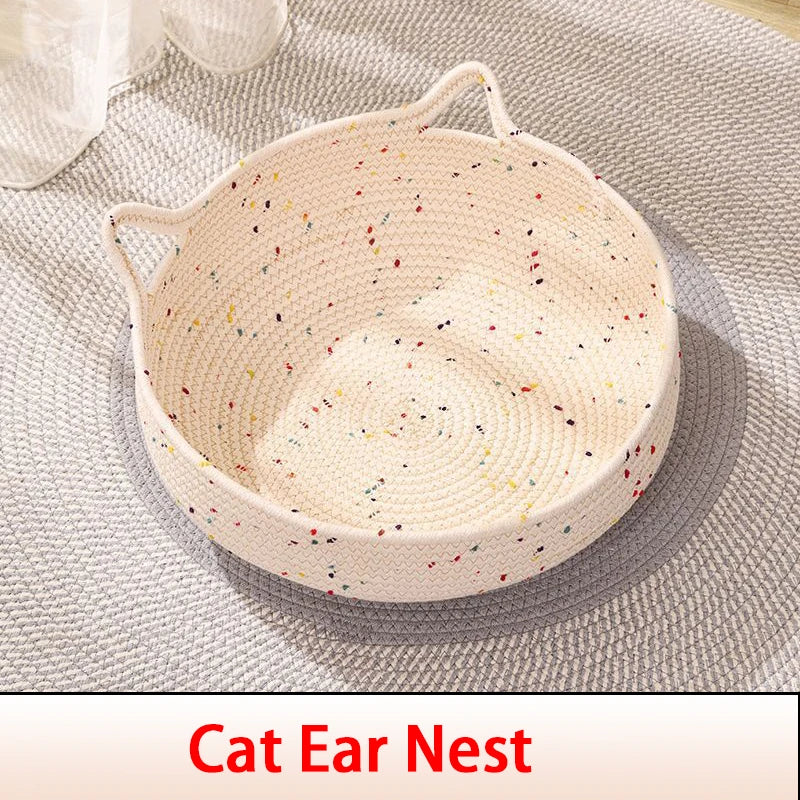 Four Seasons Woven Cat Bed with Removable Cushion-My Little Pet