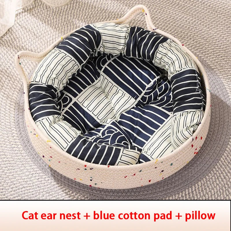 Four Seasons Woven Cat Bed with Removable Cushion-My Little Pet