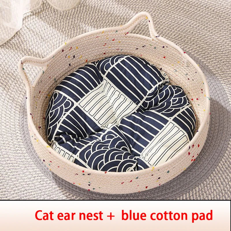 Four Seasons Woven Cat Bed with Removable Cushion-My Little Pet
