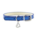 Elegant Leather Pet Collar with Crystal Heart Pendant-My Little Pet