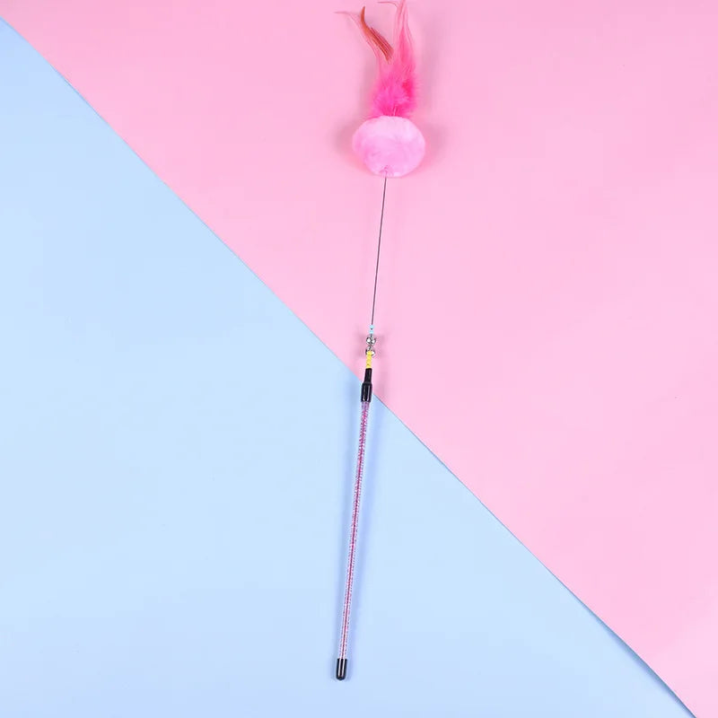 5 Cat Teaser Wand Set – Interactive Feather Toys with Bells-My Little Pet