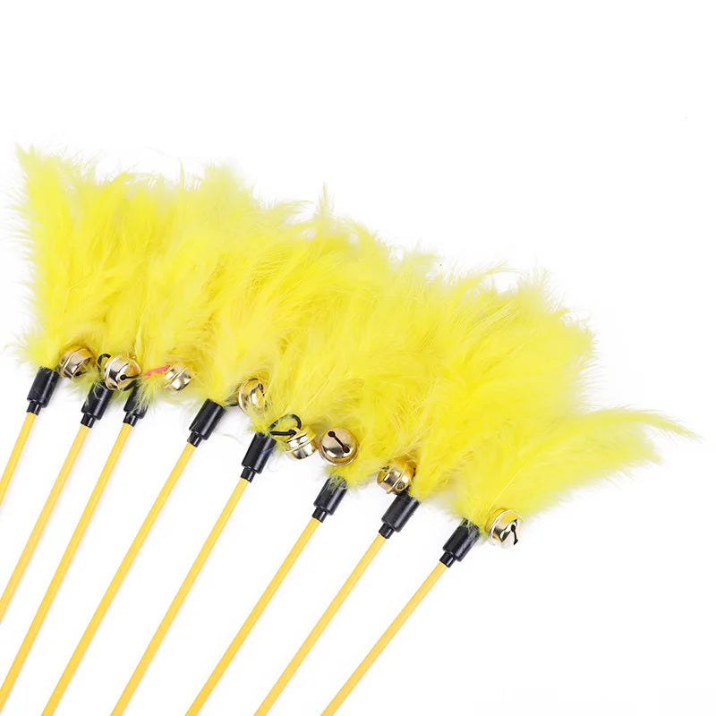 5 Cat Teaser Wand Set – Interactive Feather Toys with Bells-My Little Pet