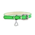 Elegant Leather Pet Collar with Crystal Heart Pendant-My Little Pet