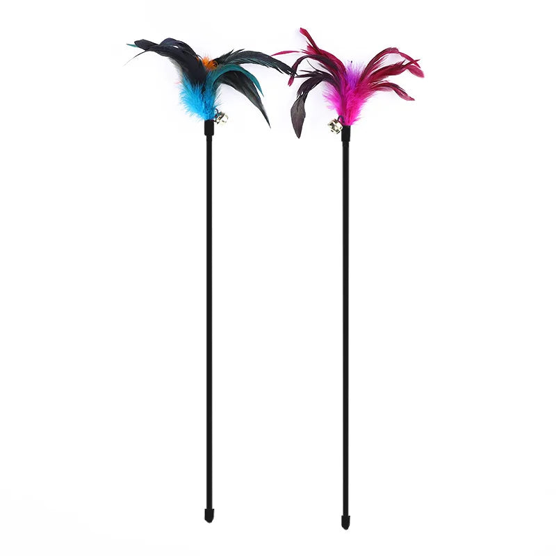 5 Cat Teaser Wand Set – Interactive Feather Toys with Bells-My Little Pet