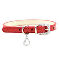 Elegant Leather Pet Collar with Crystal Heart Pendant-My Little Pet