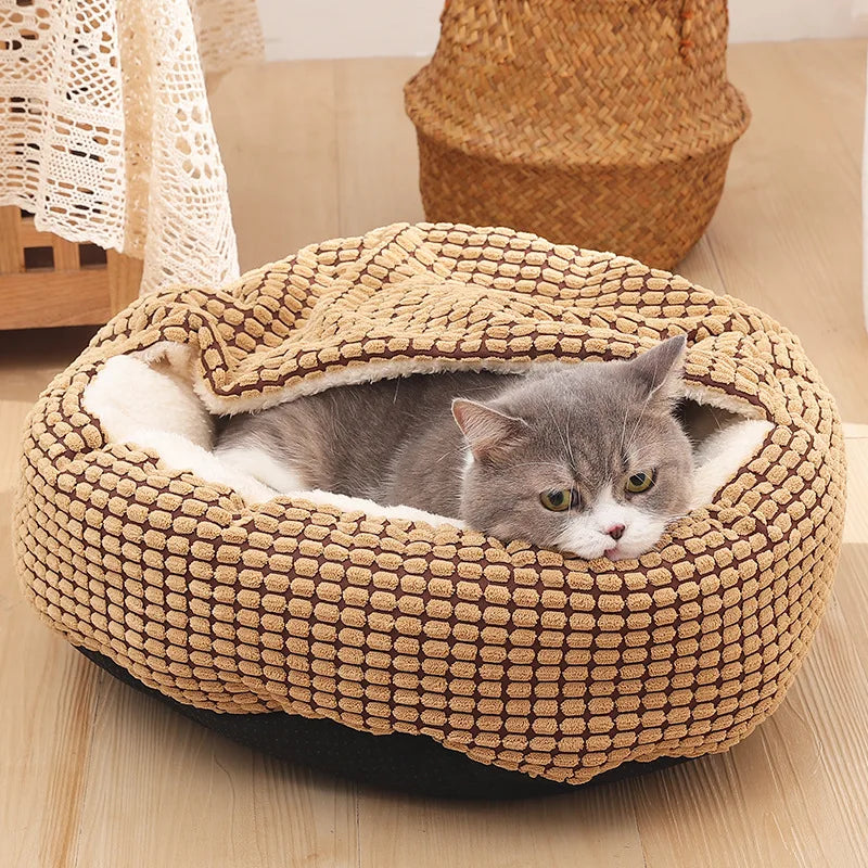 Cozy Round Pet Bed with Soft Fleece Lining-My Little Pet