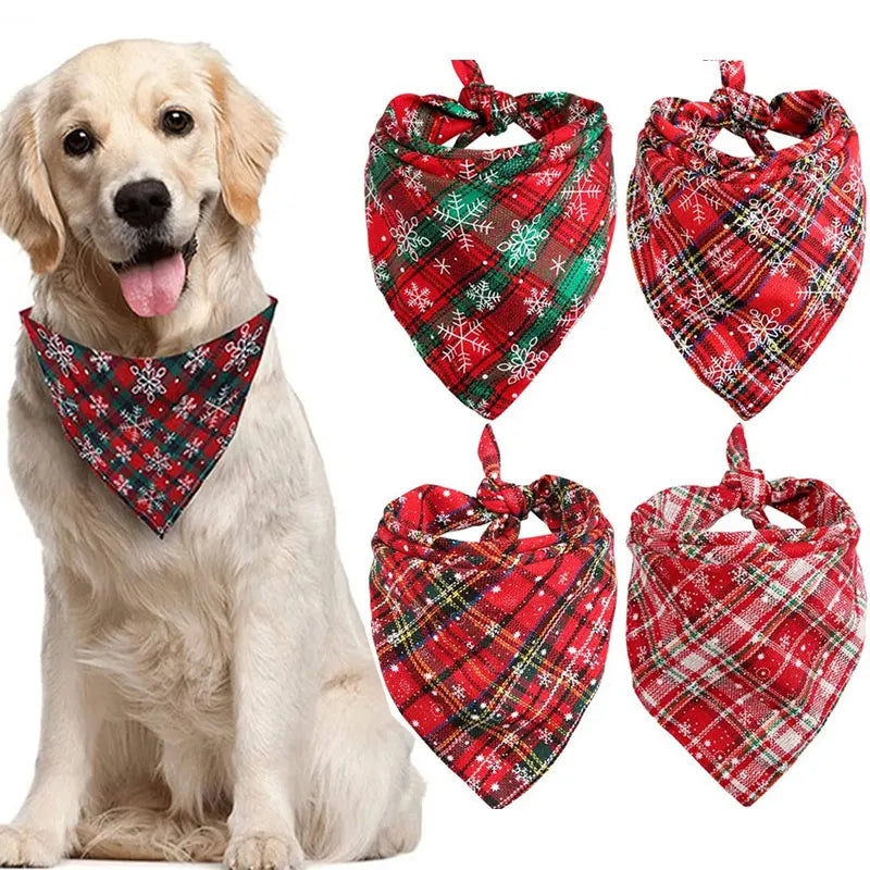 Christmas Snowflake Cotton Bandana for Large Dogs-My Little Pet
