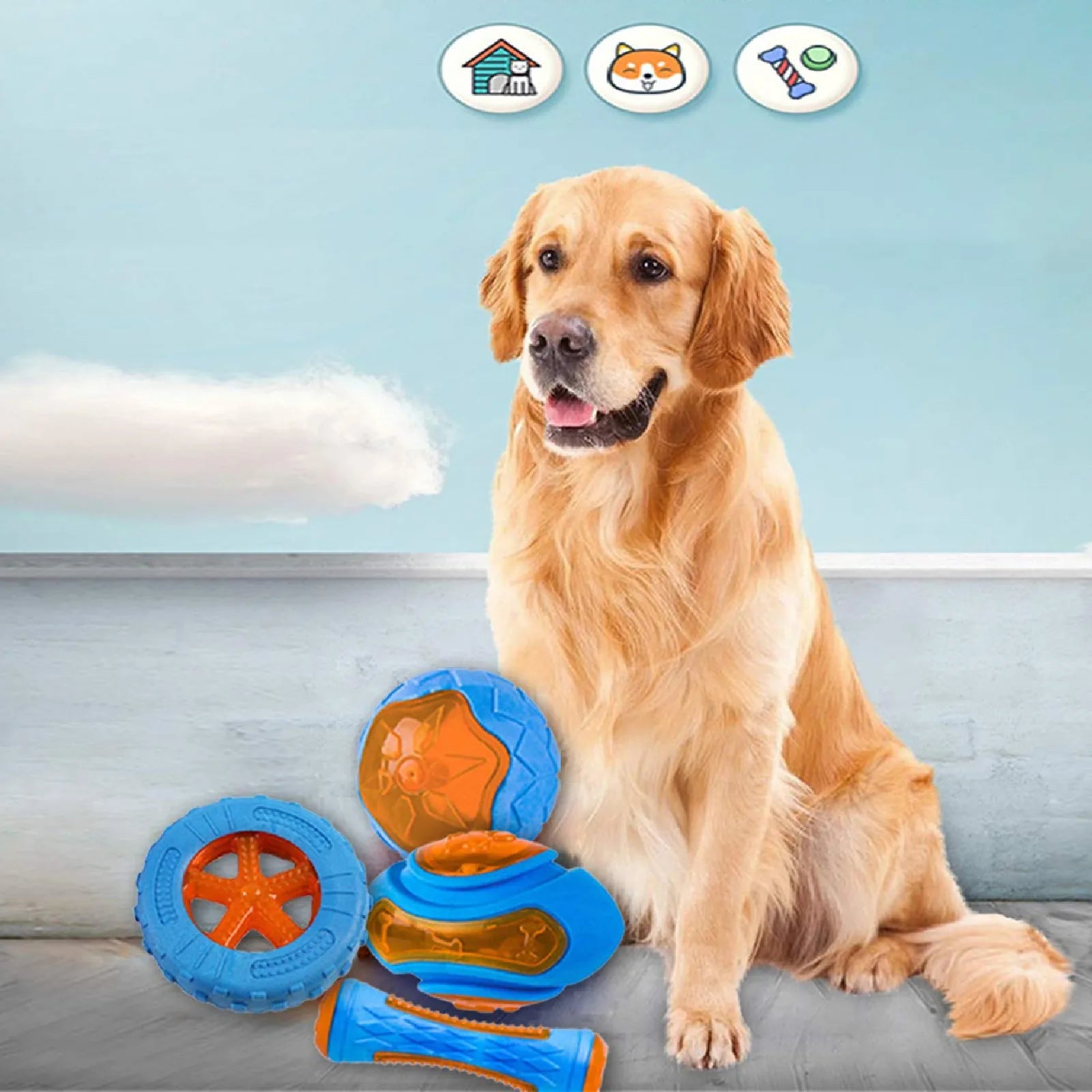 Durable Rubber Dog Chew Toys - Squeaky, Bite Resistant for Large Dogs-My Little Pet