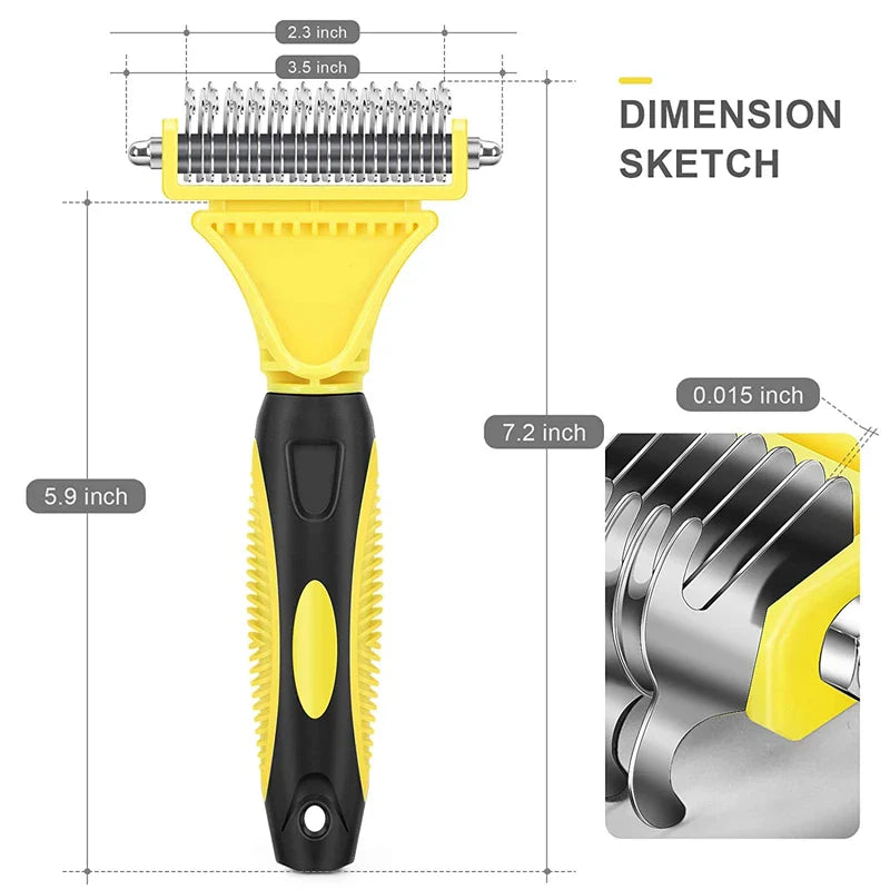 Dual-Sided Pet Grooming Brush for Dogs and Cats - Stainless Steel Undercoat Rake for Dematting and Detangling-My Little Pet