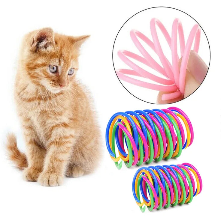 Colorful Plastic Spiral Spring Cat Toys - Interactive Bouncing Pet Play Accessories-My Little Pet