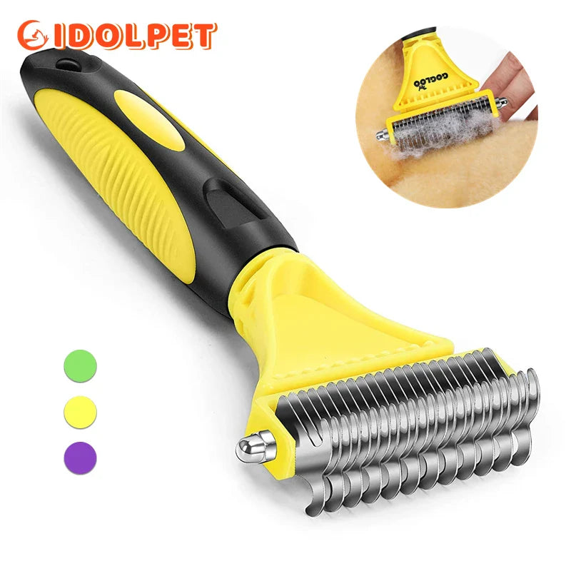 Dual-Sided Pet Grooming Brush for Dogs and Cats - Stainless Steel Undercoat Rake for Dematting and Detangling-My Little Pet