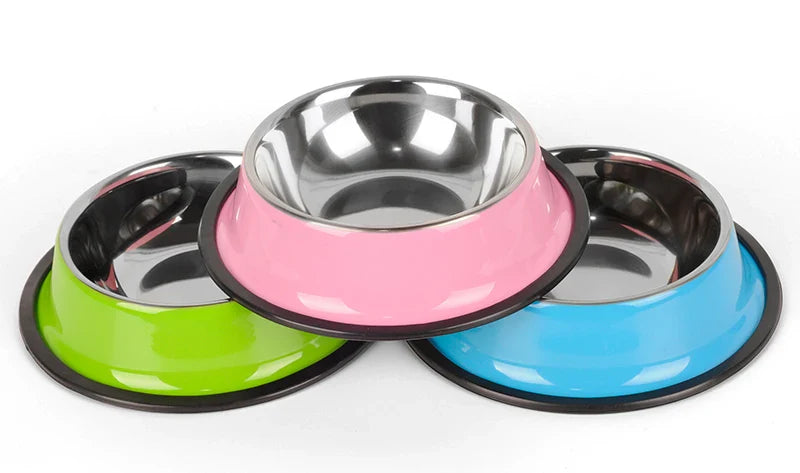 Multi-Colored, Stainless Steel Pet Bowls for Cats and Dogs-My Little Pet