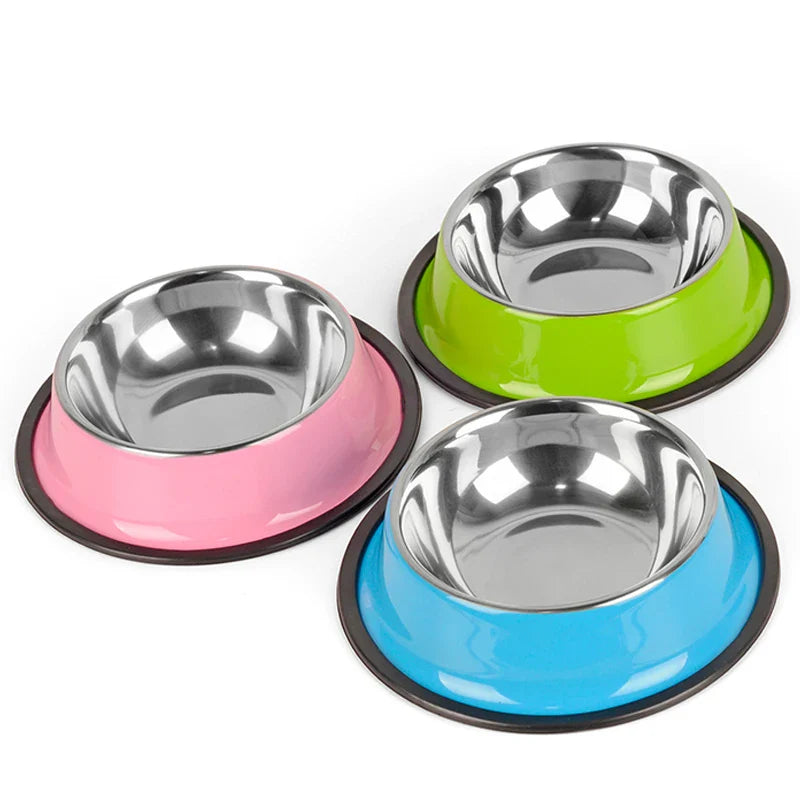 Multi-Colored, Stainless Steel Pet Bowls for Cats and Dogs-My Little Pet