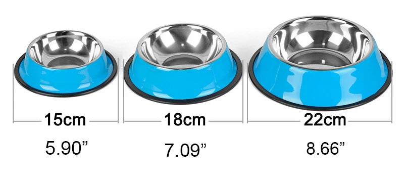 Multi-Colored, Stainless Steel Pet Bowls for Cats and Dogs-My Little Pet