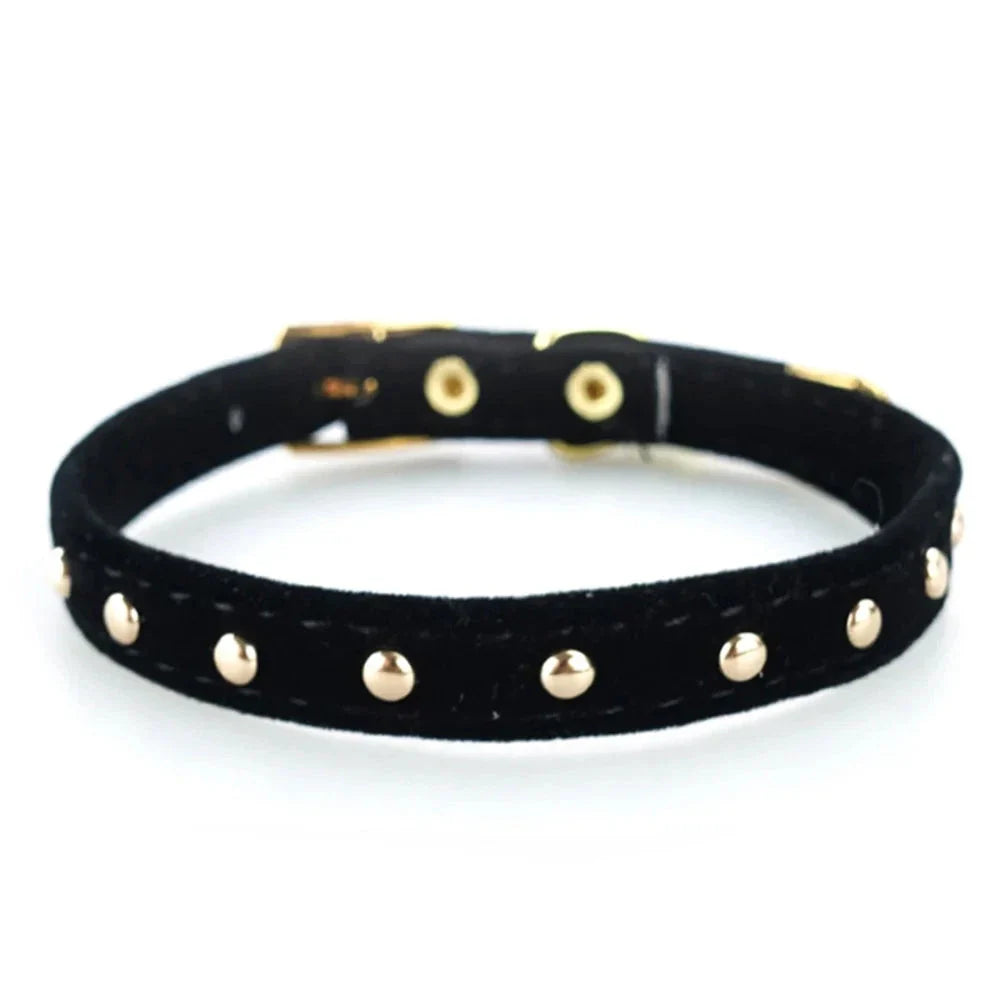 Elegant Velvet Cat Collar with Bell-My Little Pet