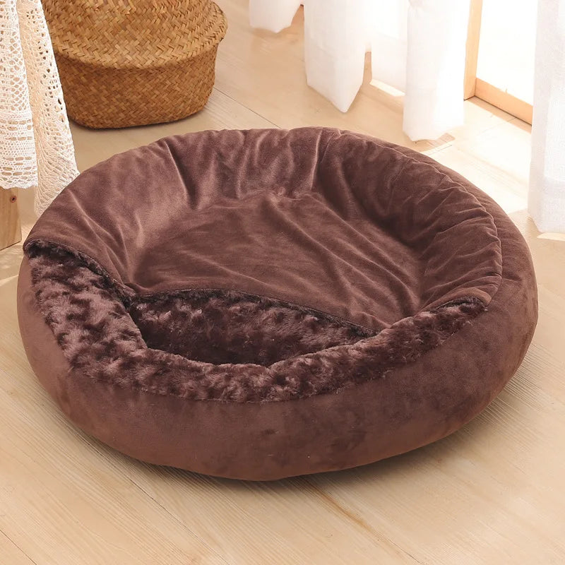 Cozy Round Pet Bed with Soft Fleece Lining-My Little Pet