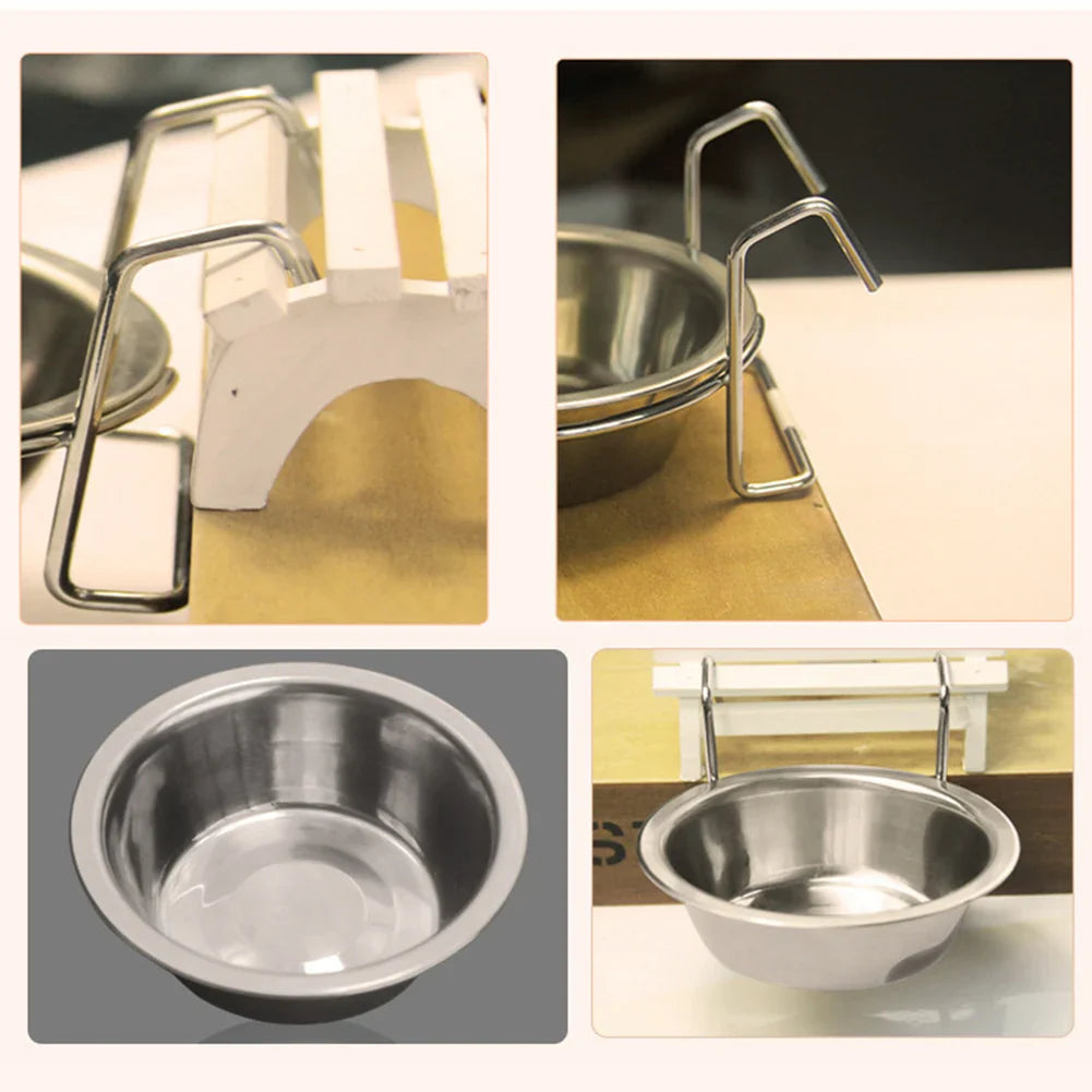 Stainless Steel Pet Bowl with Cage Hook for Dogs, Cats, and Birds-My Little Pet