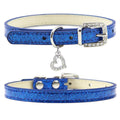 Elegant Leather Pet Collar with Crystal Heart Pendant-My Little Pet