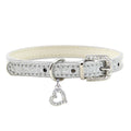 Elegant Leather Pet Collar with Crystal Heart Pendant-My Little Pet