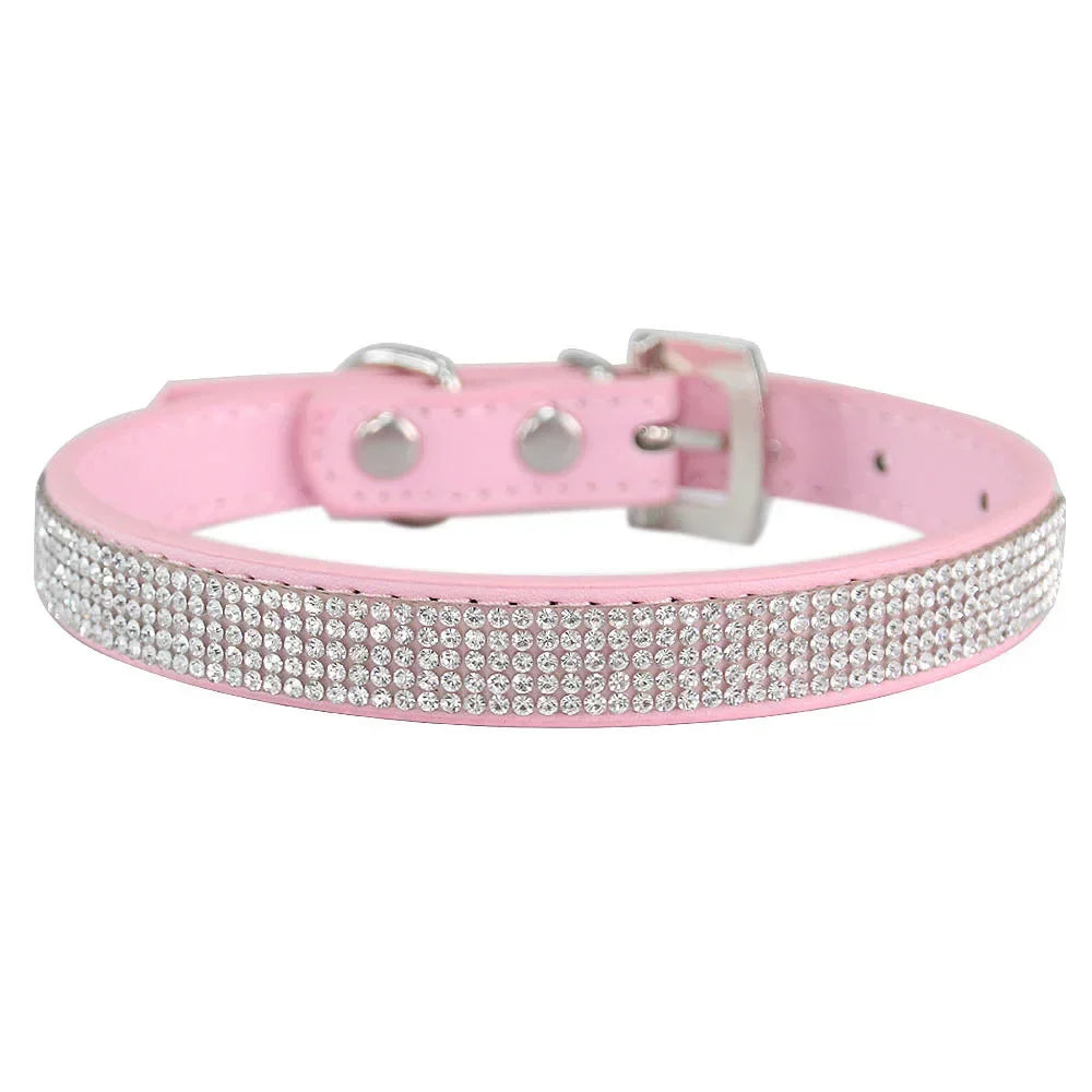 Elegant Rhinestone Leather Pet Collar-My Little Pet