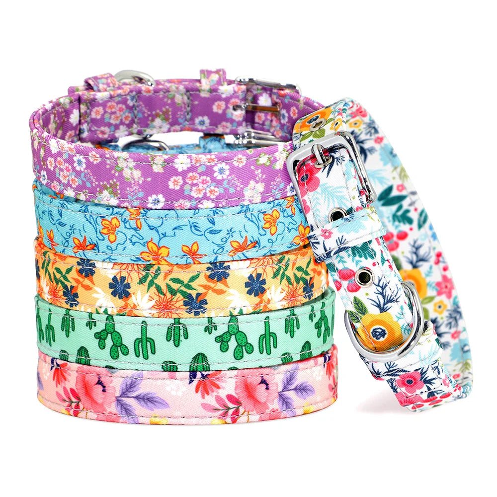 Bohemian Style Floral Dog Collar - Durable Nylon-My Little Pet