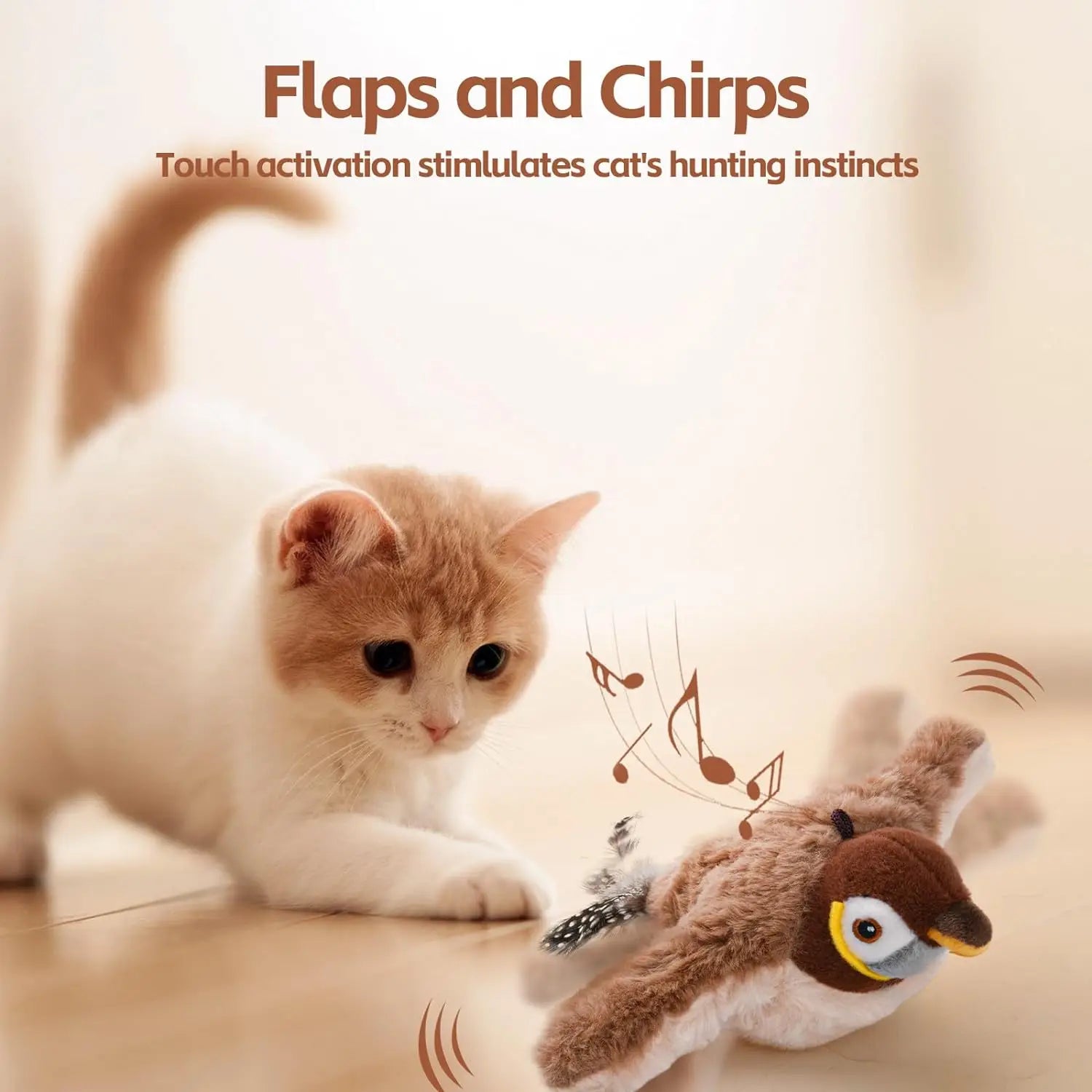 Interactive Chirping Bird Cat Toy with Rechargeable Catnip - Indoor Use-My Little Pet