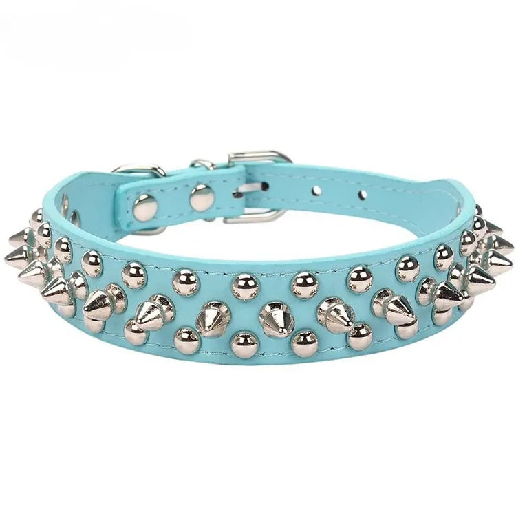 Adjustable PU Leather Spiked Dog Collar – Stylish Punk Rivet Design for Small Dogs and Cats - My Little Pet