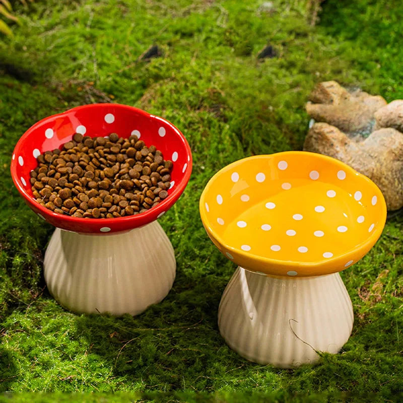 Ceramic Mushroom Cat Bowl - Creative Pet Feeder-My Little Pet