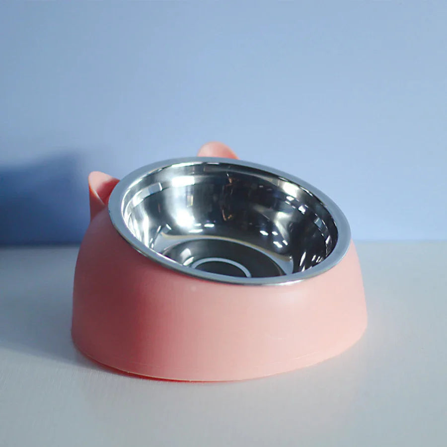 Stainless Steel Cat and Dog Bowl with Cervical Protection - Slanted Mouth Pet Food Bowl-My Little Pet