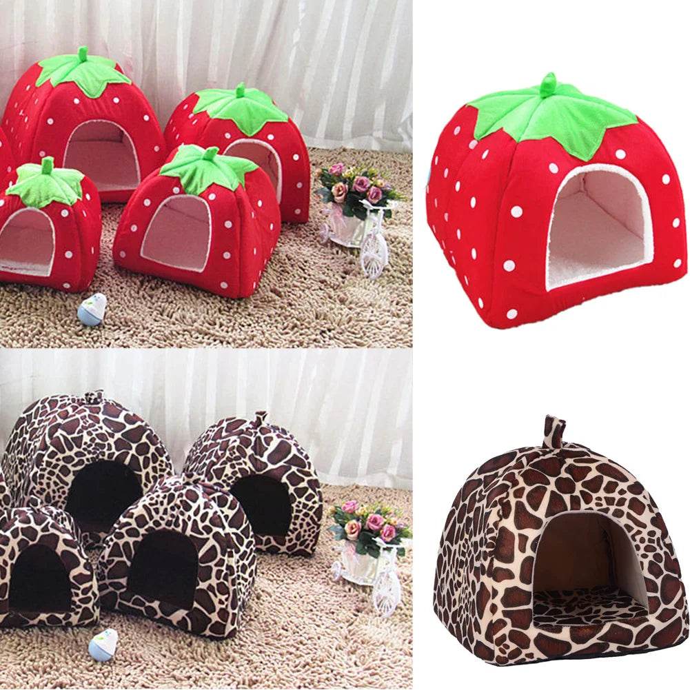Strawberry-Shaped Cozy Pet Bed for Small Dogs and Cats-My Little Pet