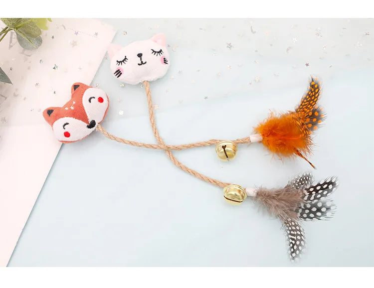 Catnip-Infused Animal-Shaped Cat Toy with Feather and Bell-My Little Pet