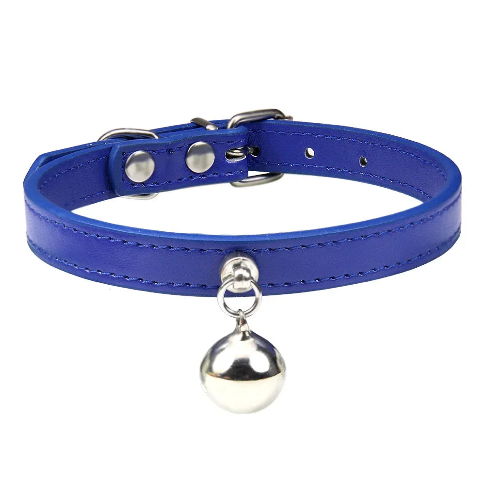 Customizable PU Leather Cat Collar with Bell and Engraving Options-My Little Pet
