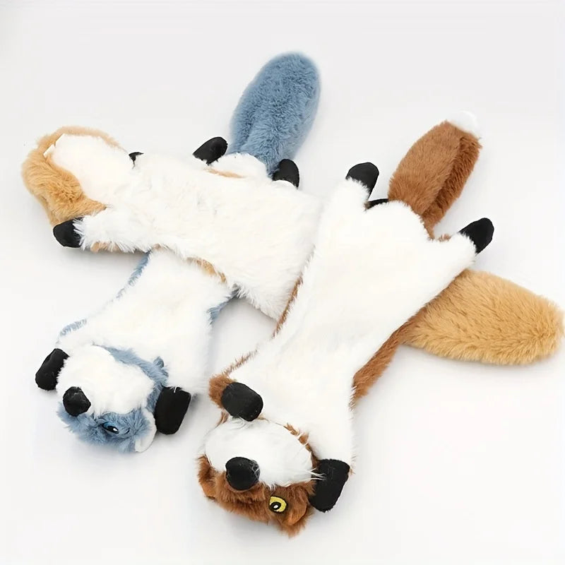 No Stuffing Squeaky Dog Toys - Fox, Raccoon, & Squirrel Plush Chew Toy for Small & Medium Breeds - My Little Pet