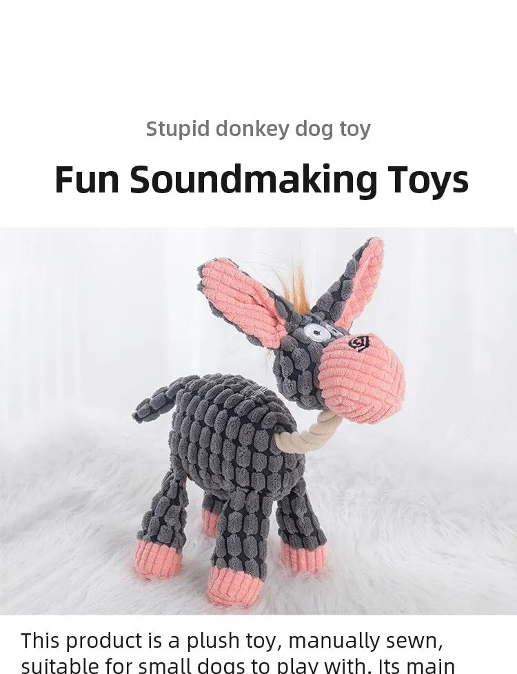 Durable Donkey-Shaped Dog Toy with Squeaker for Dental Health and Interactive Play-My Little Pet