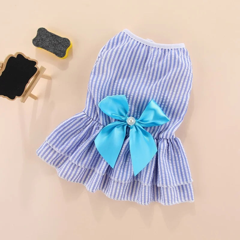 Chic Striped Butterfly Summer Dress for Pets-My Little Pet