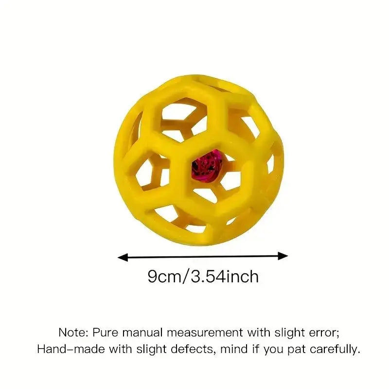 Geometric Rubber Chew Ball with Bell for Dogs - Interactive and Teeth Cleaning Toy-My Little Pet
