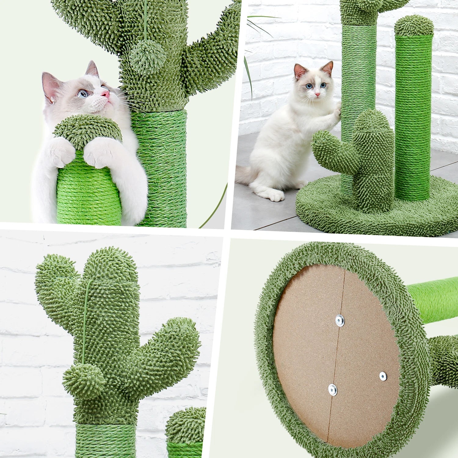 Cactus Cat Scratching Post with 3 Poles and Interactive Dangling Ball-My Little Pet