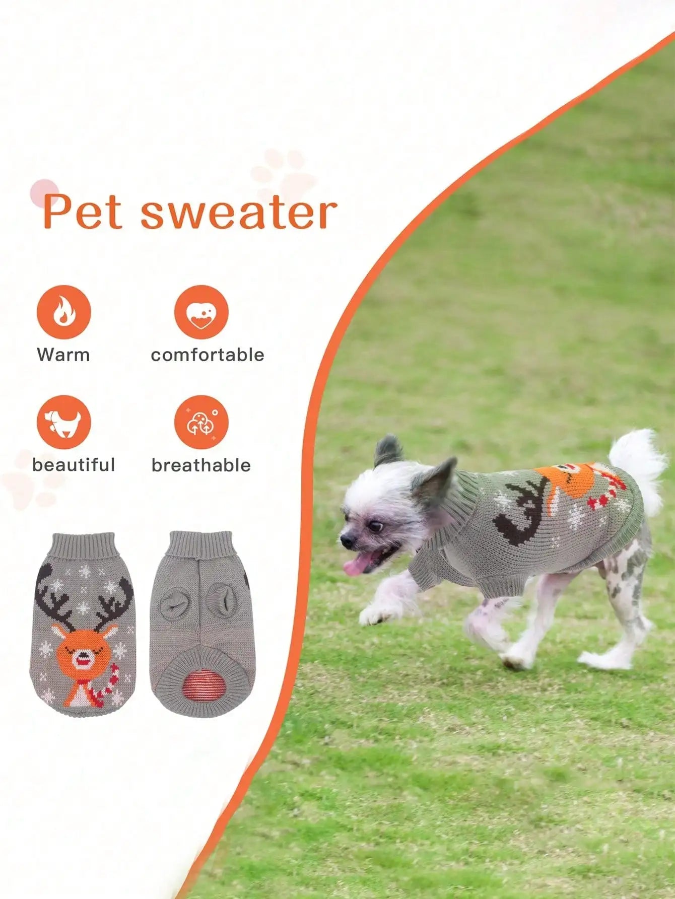 Festive Pet Sweaters for Dogs and Cats - Maroon Elk Design-My Little Pet