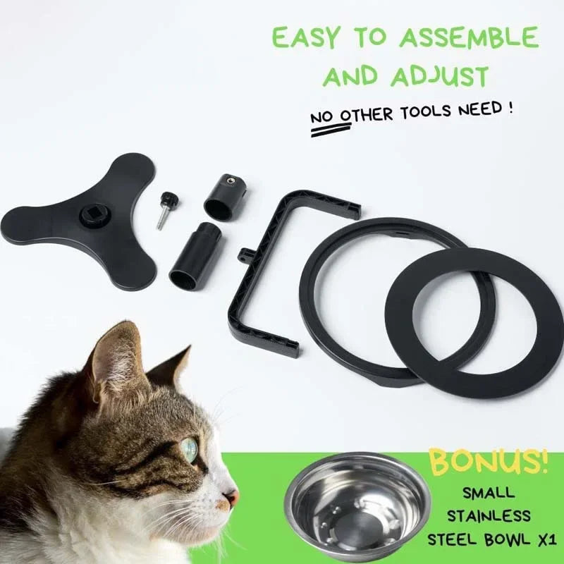 Adjustable Height Pet Feeder with Stainless Steel Bowls-My Little Pet