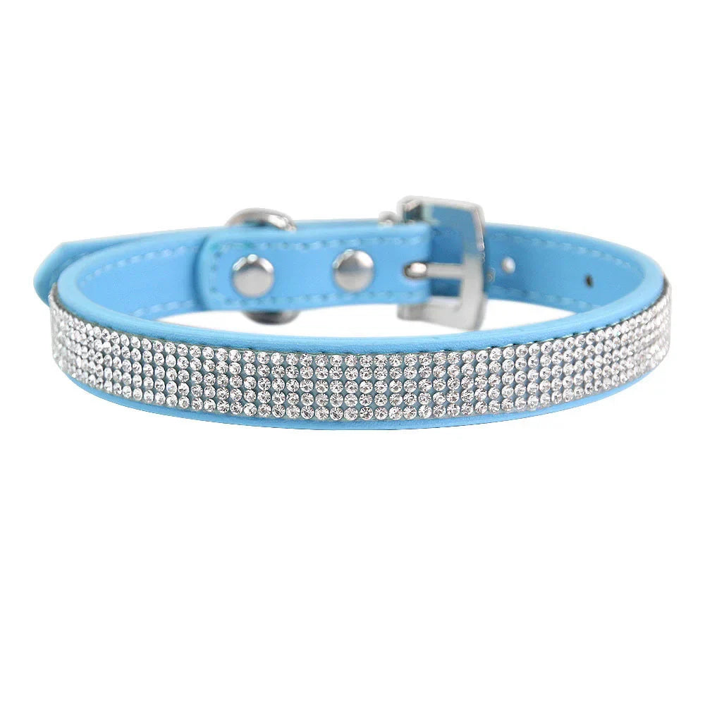Elegant Rhinestone Leather Pet Collar-My Little Pet