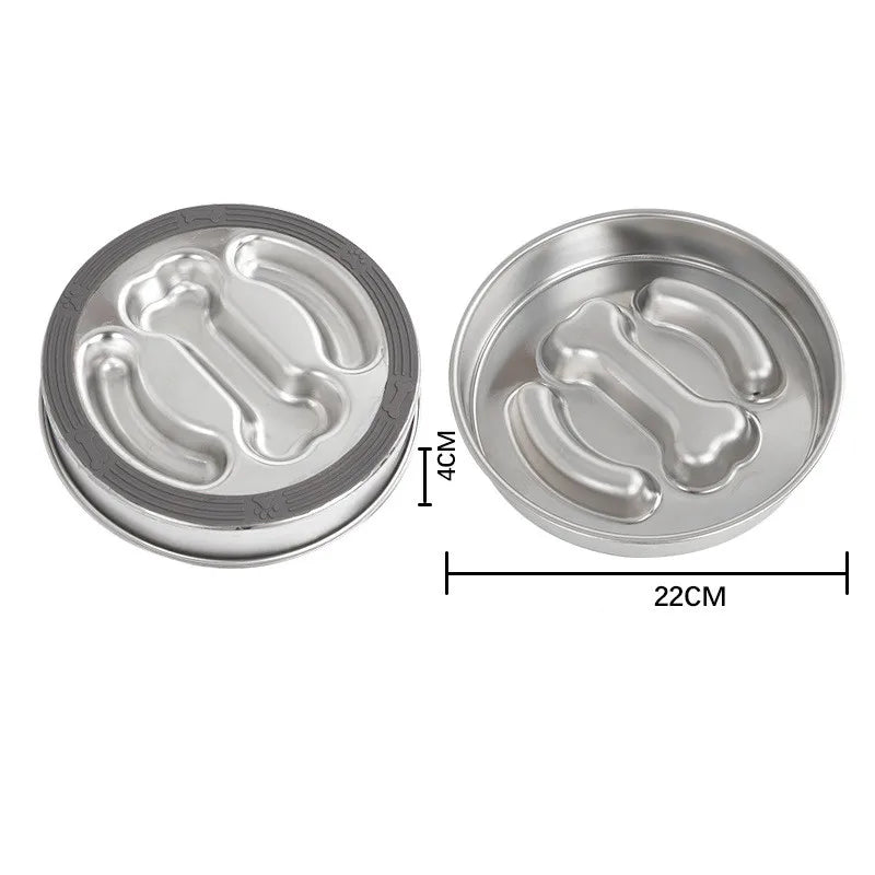 Anti-Choking Slow Feeder Dog Bowl in Stainless Steel-My Little Pet