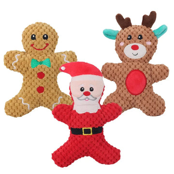 Christmas Themed Plush Dog Toys - Squeaky, Soft, and Fun-My Little Pet