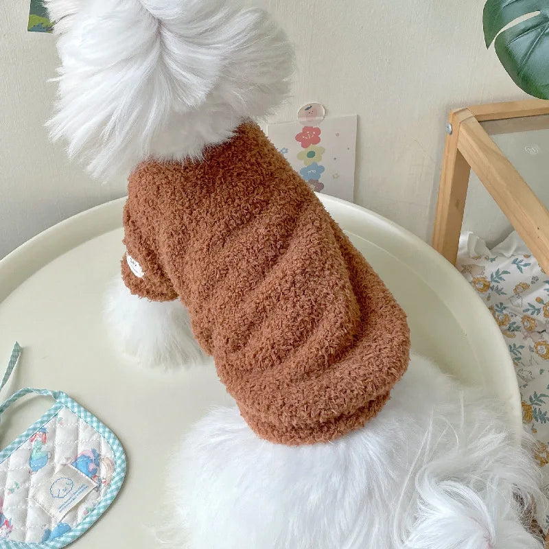 Cozy Winter Sweater for Small to Medium Dogs - Solid Color, Cotton-My Little Pet