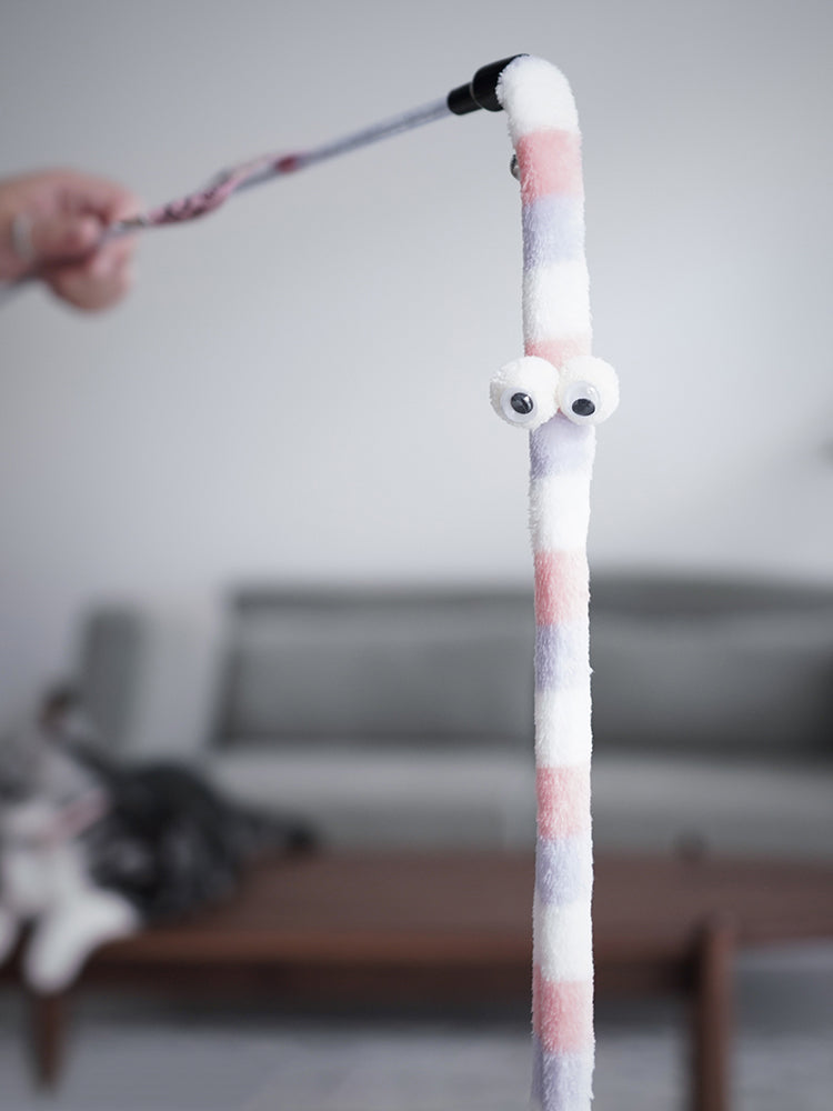 Colorful Caterpillar Cat Teaser Wand – Interactive Feather Toy for Cats-My Little Pet