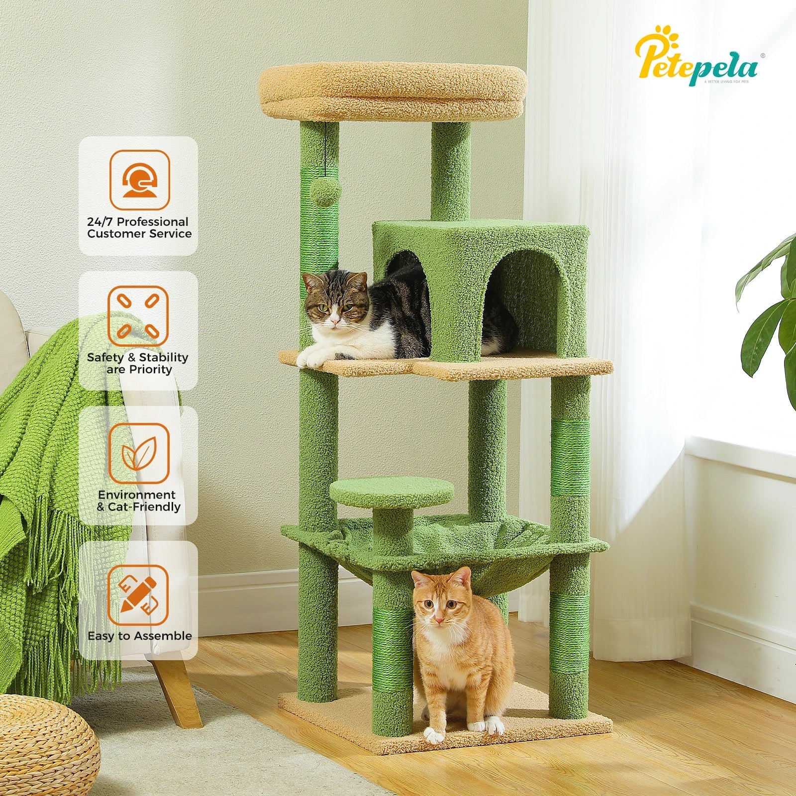 5-Level Indoor Cat Tree with Metal Frame and Top Perch-My Little Pet