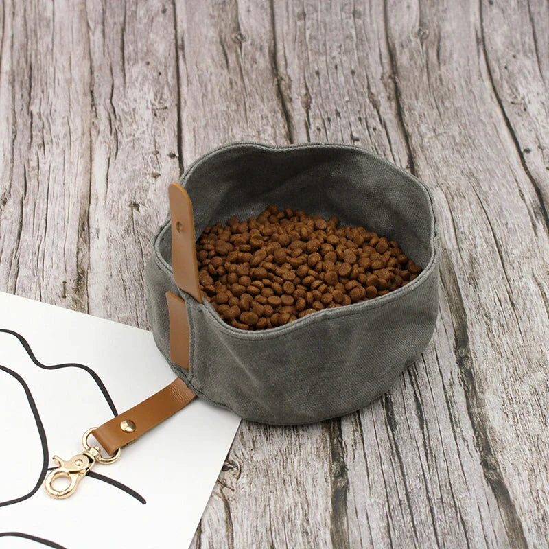 Foldable Canvas Dog Bowl for Travel - Large Capacity-My Little Pet