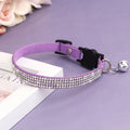 Elegant Suede Leather Cat Collar with Rhinestones and Bell-My Little Pet
