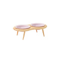 Elevated Double Ceramic Pet Bowls with Wooden Stand-My Little Pet